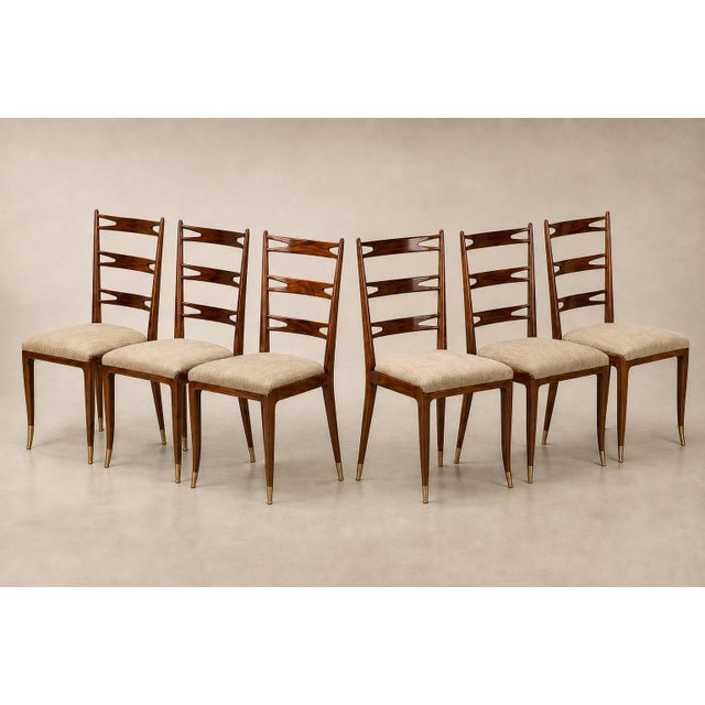 Set of Eight Brazilian Modern Dining Chairs in Caviúna & Warm Ivory Mohair, Giuseppe Scapinelli, 1950s For Sale - Image 9 of 18