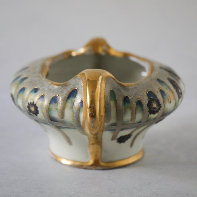 Art Nouveau RStK Amphora Bowl, c.1900, Hand-Painted Floral & Gilt, 10.25-Inch For Sale - Image 3 of 15