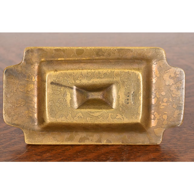 Tiffany Studios New York Chinese Pattern Bronze Doré Ashtray With Match Box Holder For Sale - Image 9 of 12