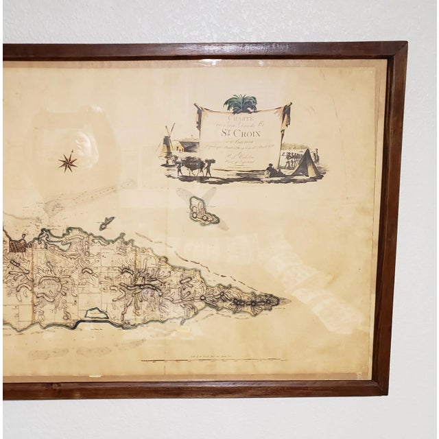 Large Vintage 1794 Danish Hand Colored Map of St. Croix For Sale - Image 4 of 13