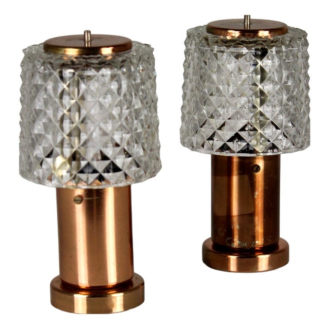Copper Table Lamps from Kamenicky Senov, 1970s, Set of 2 For Sale