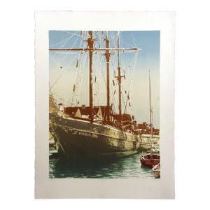Ted Thomas "Perseus" Hand Signed Limited Edition Artwork Etching of a Sailboat