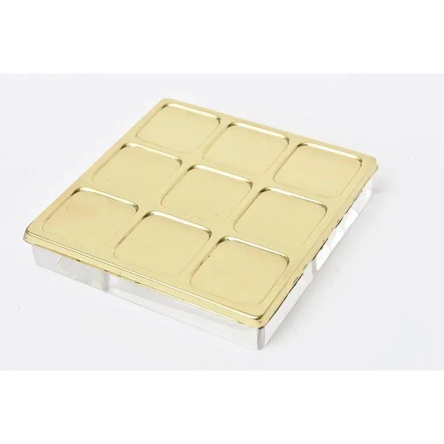 Metal Vintage Brass Tic Tac Toe Game Mid-Century Modern on Custom Lucite Base Polished For Sale - Image 7 of 9