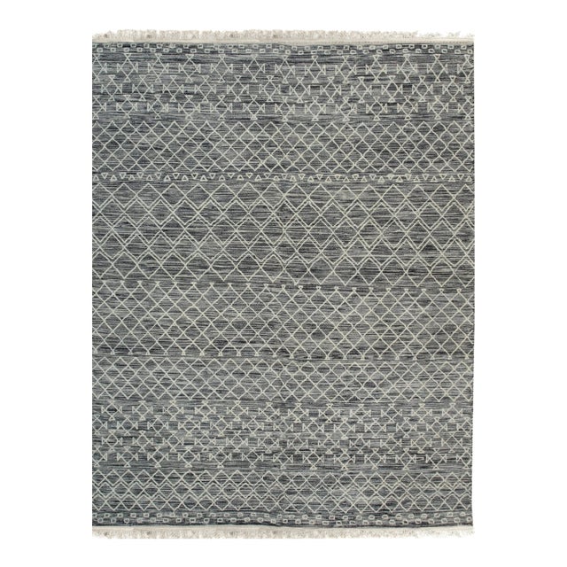 9x12 Penelope Kilim Brown Diamond Geometric Handmade Wool Carpet Rug For Sale