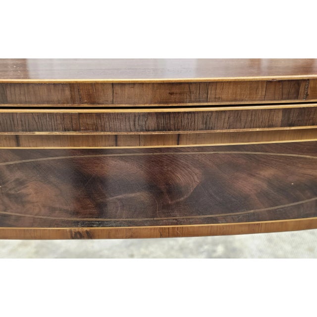 Federal Style Satinwood Inlaid Mahogany Fold Top Console Table Card Table For Sale In Washington DC - Image 6 of 12