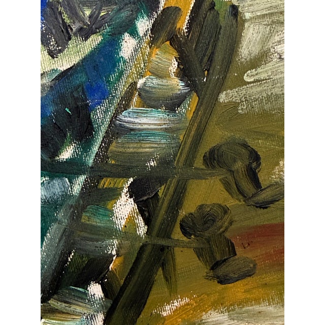 Sky Blue Harbor Boats Acrylic Painting on Canvas, Vintage For Sale - Image 8 of 12