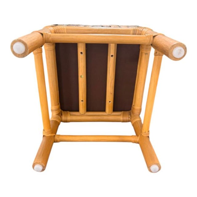 Brown Vintage Rattan & Coconut Shell Stool / Ottoman For Sale - Image 8 of 8