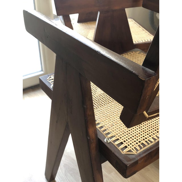Cane Desk Chairs by Pierre Jeanneret for Chandigarh, 1956, Set of 2 For Sale - Image 17 of 18