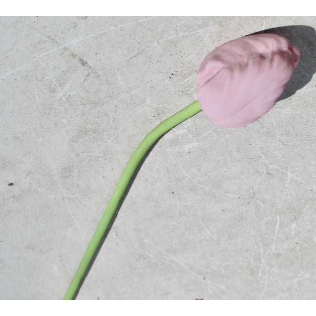 German Deco glass tulip. Handmade and colored glass flower, very delicate pastel color and light blown tube glass with a...