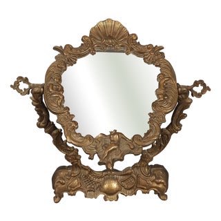Victorian Style Tilting Brass Table Mirror, 1960 For Sale