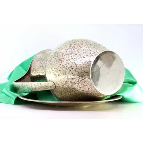 Silver Water Jug and Plate with Engravings For Sale - Image 4 of 9