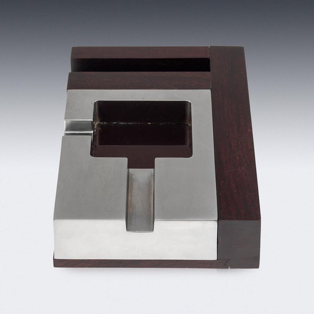 Vintage Italian Mahogany Ashtray by Alfred Dunhill, 1970s For Sale - Image 6 of 11