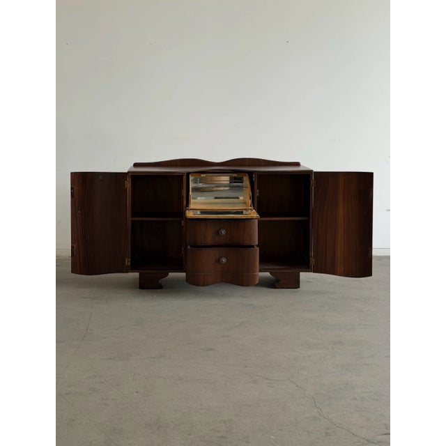 1940s Art Deco Curved Waterfall Sideboard With Inlaid Details For Sale - Image 15 of 16