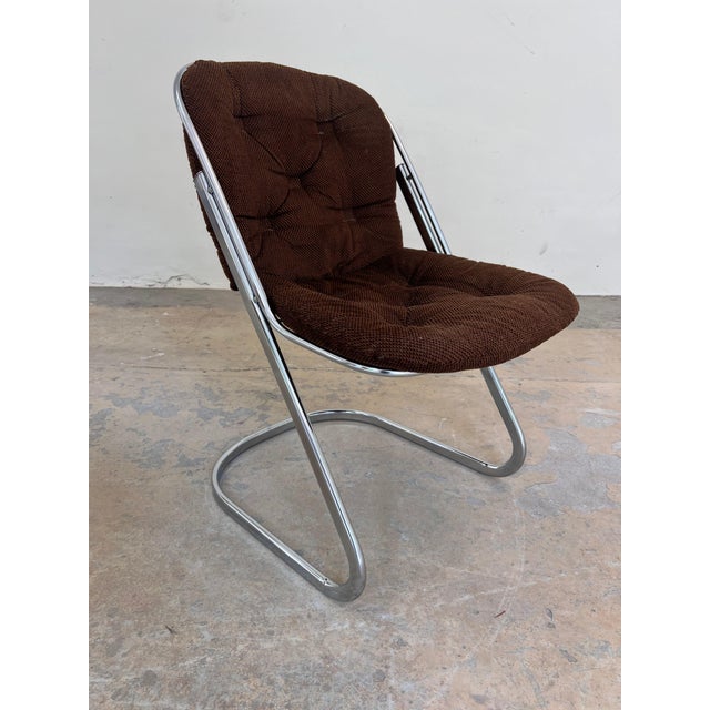 Cantilever Chair in Chrome with Brown Upholstery by Gastone Rinaldi, 1970s For Sale - Image 3 of 11