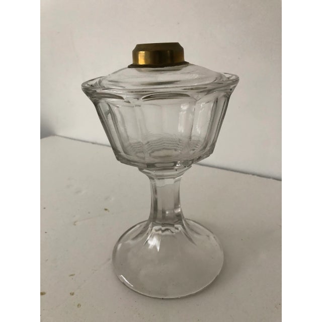 1910s Antique Glasses Oil Lamp Minus Wick 9”Tall For Sale - Image 5 of 5