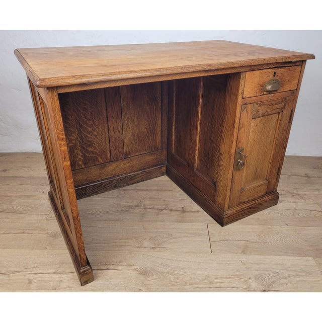 Vintage Pedestal Desk in Oak, 1930s For Sale - Image 4 of 18