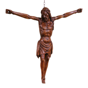 Mid-17th Century French Baroque Walnut Crucifix Corpus Wall Sculpture