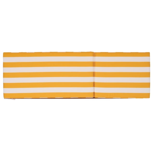 White Sophie Chaise Lounge, Natural/Yellow Stripe For Sale - Image 8 of 12