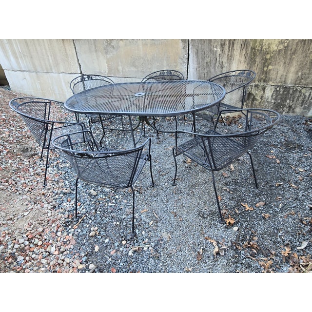 7 Piece Vintage Wrought Iron Patio Furniture For Sale - Image 9 of 10