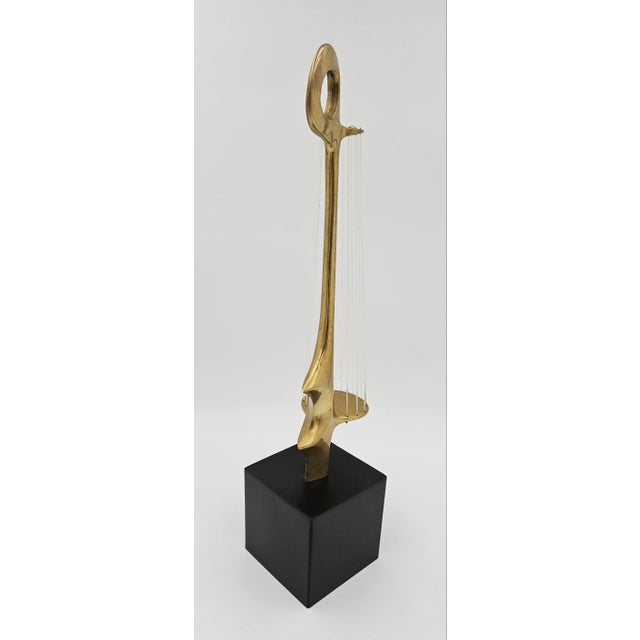 Mid-Century Modern 1960s Modern Bronze and Acrylic String Abstract Surrealism Signed Sculpture For Sale - Image 3 of 11