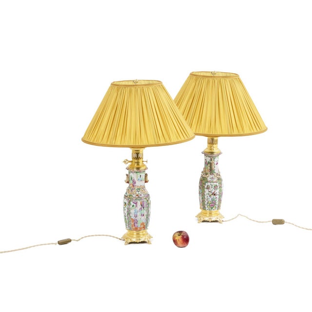 Canton Porcelain and Gilt Bronze Lamps, 1880s, Set of 2 For Sale - Image 11 of 12