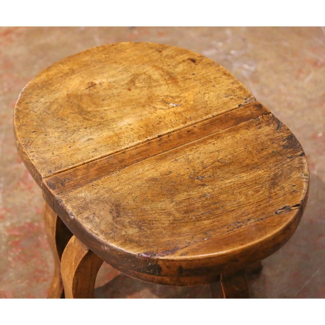 Pair of 18th Century French Walnut Milking Stools From Normandy For Sale - Image 4 of 10