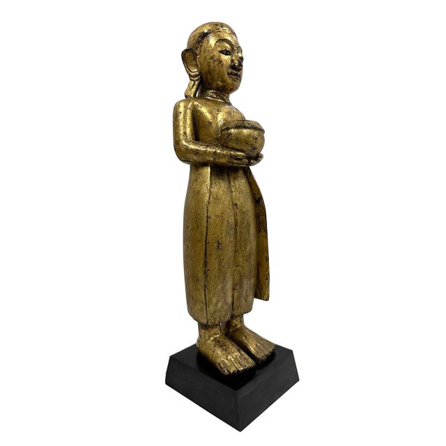 Mid-20th Century Carved Wooden Gilt Standing Thai Buddha Statues, Set of 4 For Sale - Image 16 of 18