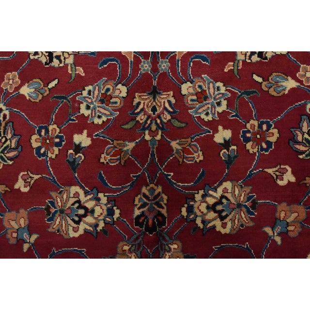 Mashad Rug 9’11” X 13’1” Red Wool Vintage Traditional Hand-Knotted Carpet For Sale - Image 9 of 15
