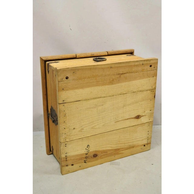 Late 20th Century Farmhouse Renaissance Style Mexican Double Lid Wooden Coffee Table Storage Trunk For Sale - Image 10 of 12