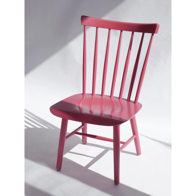 Mid-Century Modern Pink Wooden Chair For Sale - Image 5 of 11