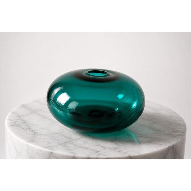 Large Emerald Green Art Glass Stockholm Donut Vase from Ikea, 1999 For Sale - Image 4 of 8