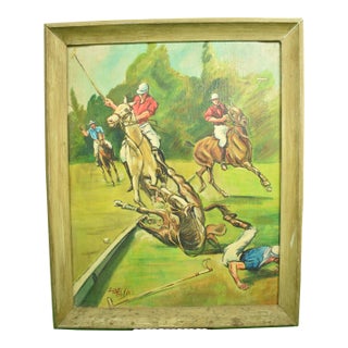 Polo Match C1950s Acrylic on Canvas by Larry Golden For Sale