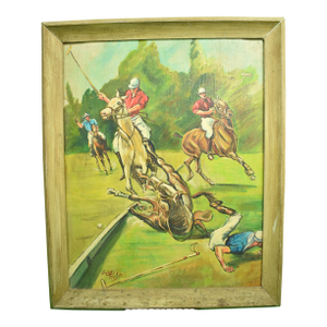 Polo Match C1950s Acrylic on Canvas by Larry Golden