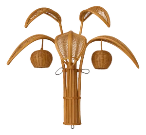 Rattan Palm Tree Wall Lamp Sconces