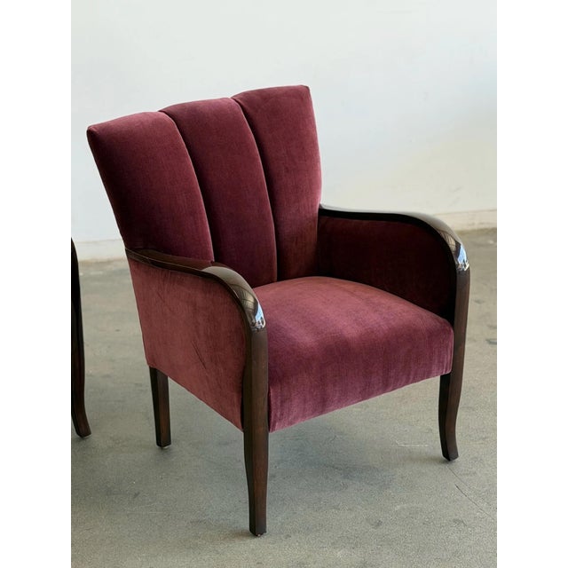Art Deco 1950s Swedish Art Deco High Polish Accent Chairs- Pair For Sale - Image 3 of 12