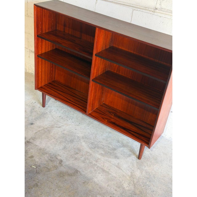 1960s Rosewood Bookcase Small Open Double Column Shelving Unit Made in Denmark 1960s For Sale - Image 5 of 10