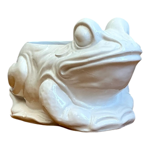 Vintage Italian White Frog Ceramic Vase