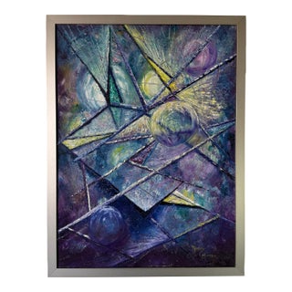 Vintage Noney Coleman "Escape" Geometric Abstract Oil on Canvas – Framed For Sale