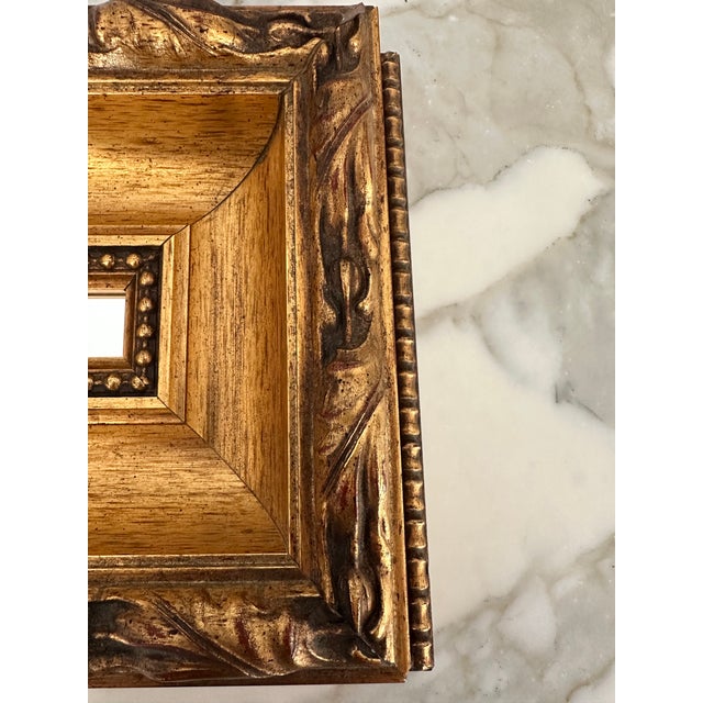 Gold Vintage Italian Petite Gold Leaf Over Wood Mirror For Sale - Image 8 of 14