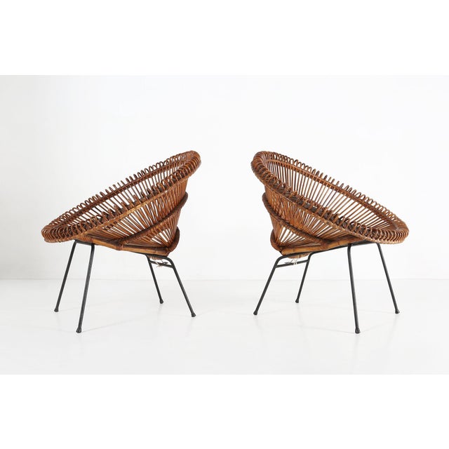 Rattan Lounge Armchairs by Janine Abraham & Dirk Jan Rol, 1960s, Set of 2 For Sale - Image 6 of 14