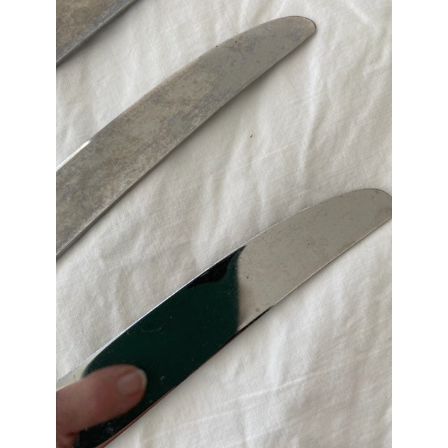 1980s Supreme Stainless Steel Heavy Bamboo Design Set of 8 Knives For Sale - Image 4 of 6