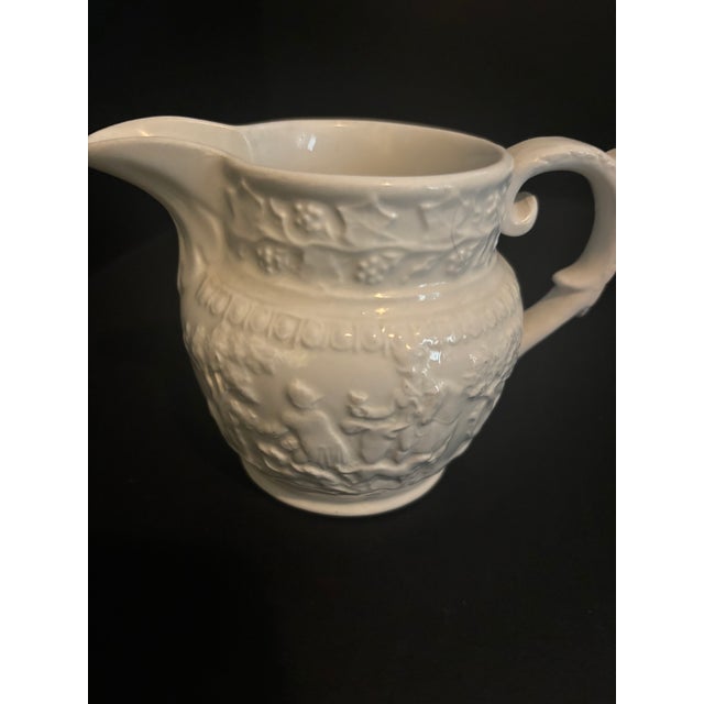 Vintage English t.g. Green & Co Relief Molded Creamware Teapot & Creamer Set - 2 Pieces For Sale - Image 9 of 11