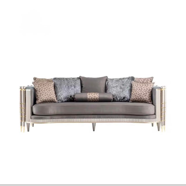 Early 21st Century Maison Velour Imperial Luxe Sofa – European Gold Accent Statement Sofa For Sale - Image 5 of 7