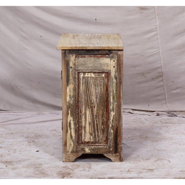 Nightstand Made From Antique Indian Teakwood Architectural Elements For Sale - Image 4 of 8