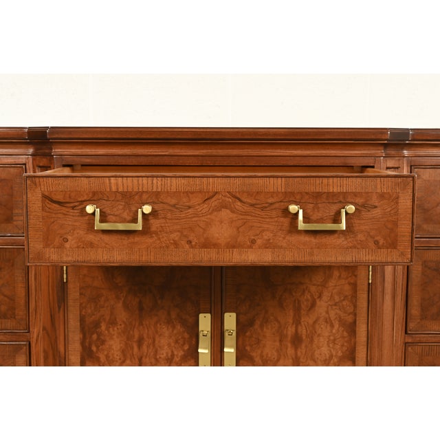 Drexel Heritage Mid-Century Hollywood Regency Burl Wood Dresser or Credenza, Newly Refinished For Sale - Image 10 of 15