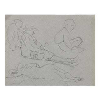 Vintage Figural Studies Pencil Drawing For Sale