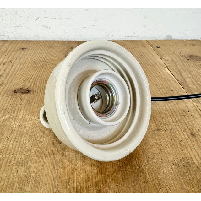 Vintage White Porcelain Pendant Light, 1970s For Sale - Image 10 of 15