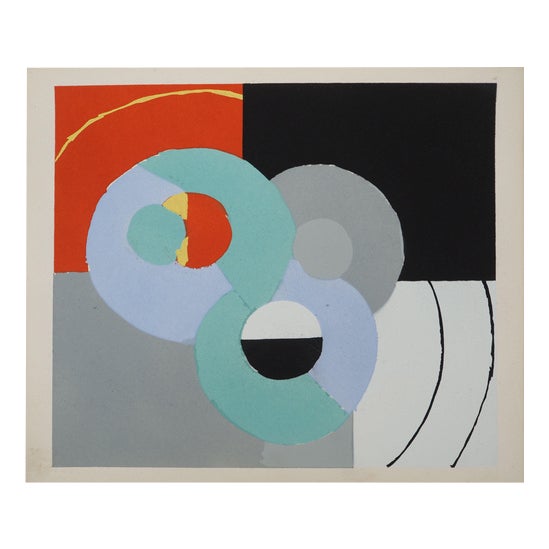 Sonia Delaunay, Abstract Harmony with Three Spheres, Lithograph and Stencil For Sale