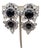 Vintage Signed Marie Ferre Rhodium Plated Faux-Onyx & Clear Rhinestone Chandelier Clip Earrings-2 Pieces For Sale