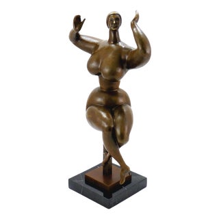 Female Figure with Raised Arms, 20th Century, Bronze For Sale